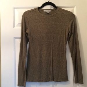 CAbi |  l Olive Green Lace Crewneck Long Sleeve